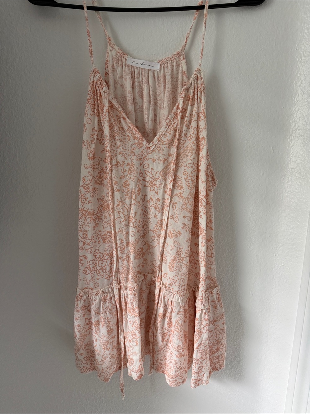 Ces Femme Cream Dress with Peach Floral Print